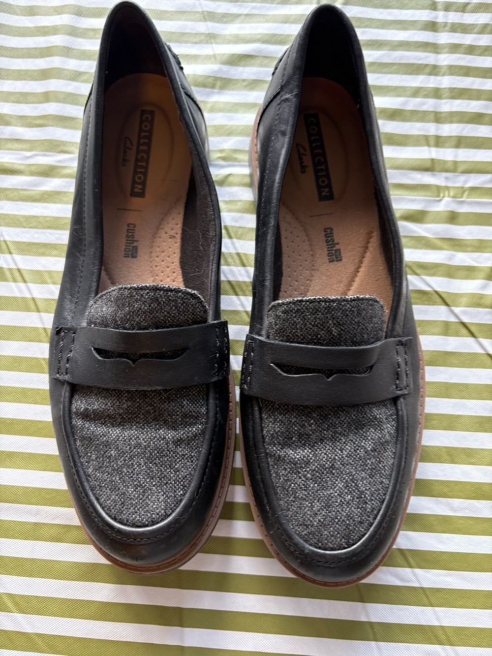 Women’s Black and Gray Penny Loafers
